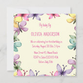 誕生日の招待をハッピーでスクエアなデザイン 招待状 (正面)