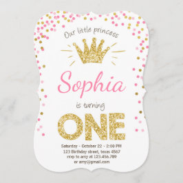 誕生日の招待プリンセス金ゴールドピンク 招待状