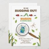誕生日の招待状の昆虫を煩わせることは男の子を煩わせます 招待状 (正面/裏面)