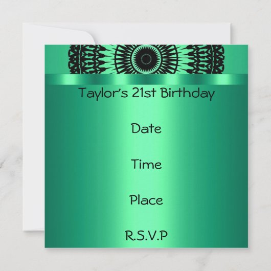 誕生日の招待状の黒及び水 招待状 (裏面)