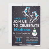 誕生日の招待状はアイススケートします(青い) 招待状 (正面)