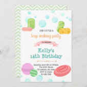 誕生日の招待状を作る石鹸爆弾 招待状 (正面/裏面)