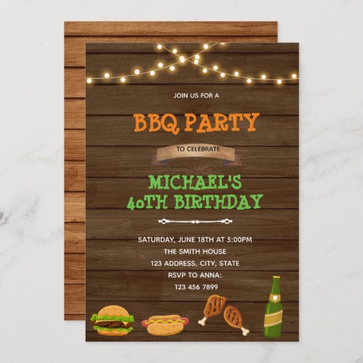 誕生日の招待状を焼き直してください 招待状 (正面/裏面)