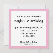 誕生日の招待状 招待状 (裏面)