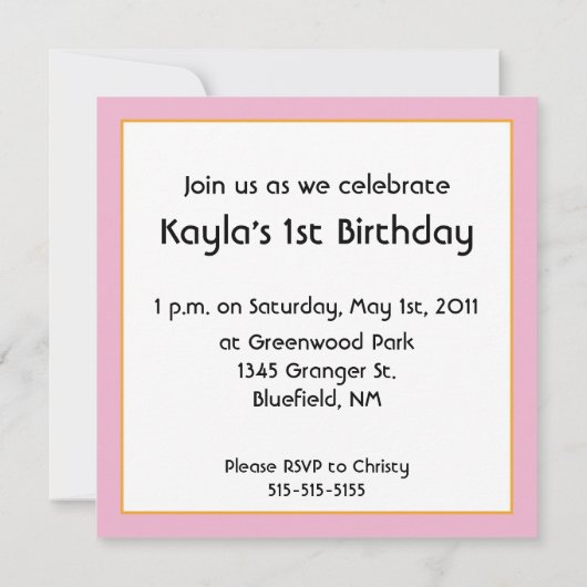 誕生日の招待状 招待状 (裏面)