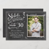 誕生日の招待30 Chalkboard 素朴 招待状 (正面/裏面)