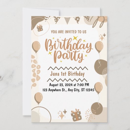誕生日の招待 招待状 (正面)