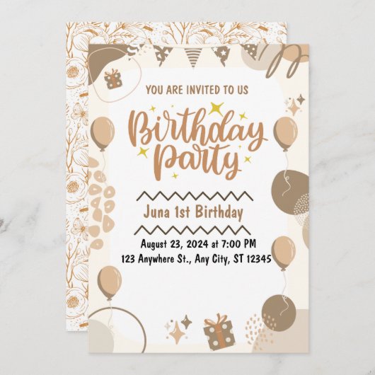誕生日の招待 招待状 (正面/裏面)