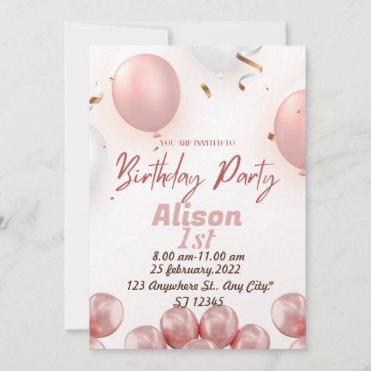 誕生日の招待 招待状 (正面)