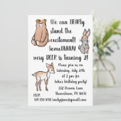 誕生日の招待-花、熊、バニー、鹿 招待状 (スタンド正面)