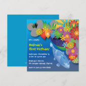 誕生日の招待：016魚の池 招待状 (正面/裏面)