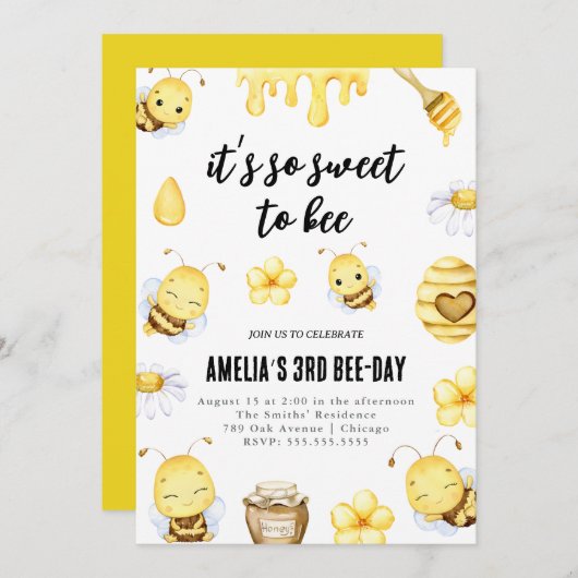 誕生日の招待Any Ageに甘い 招待状 (正面/裏面)