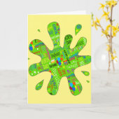 誕生日の挨拶で滴るSPLATグリーンスライム カード (黄色い花)