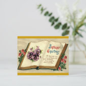 誕生日の挨拶の花の本ヴィンテージ1912 ポストカード (スタンド正面)