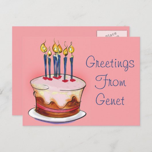 誕生日の挨拶はがき ポストカード (正面/裏面)