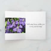 誕生日の挨拶パープルクレマティス カード (内部)