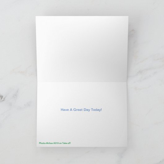 誕生日の挨拶状のためのエアバスA319のイメージ カード (内部)