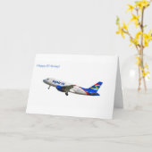 誕生日の挨拶状のためのエアバスA319のイメージ カード (黄色い花)