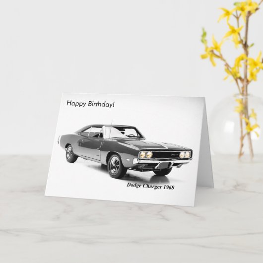 誕生日の挨拶状のためのクラシックな車のイメージ カード (黄色い花)