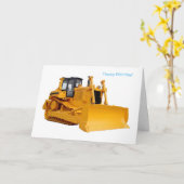誕生日の挨拶状のためのブルドーザーのイメージ カード (黄色い花)
