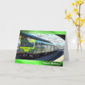 誕生日の挨拶状のための列車のイメージ カード (黄色い花)