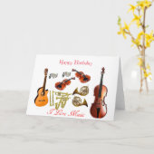 誕生日の挨拶状のための楽器 カード (黄色い花)