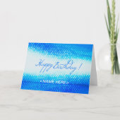 誕生日の挨拶状のための青いデザイン カード (正面)