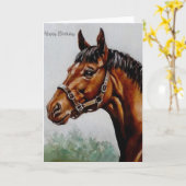 誕生日の挨拶状のための馬のイメージ カード (黄色い花)