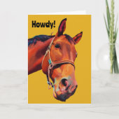 誕生日の挨拶状を探す大きな馬 カード (正面)