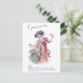 誕生日の挨拶（女性と少女） ポストカード (スタンド正面)