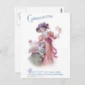 誕生日の挨拶（女性と少女） ポストカード (正面/裏面)