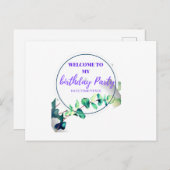 誕生日の日へようこそパーティー インビテーションポストカード (正面/裏面)