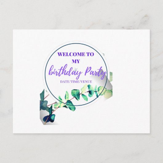 誕生日の日へようこそパーティー インビテーションポストカード (正面)