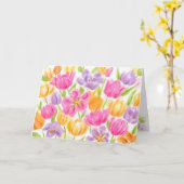 誕生日の明るく美しいチューリップカード カード (黄色い花)