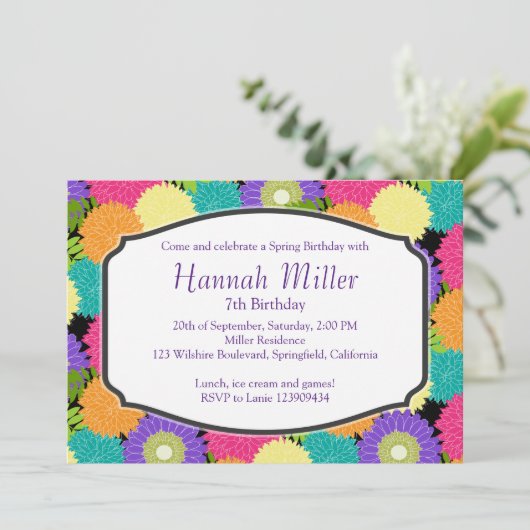 誕生日の春の開花によっては上品がパーティを楽しみます 招待状 (スタンド正面)