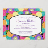 誕生日の春の開花によっては上品がパーティを楽しみます 招待状 (正面/裏面)