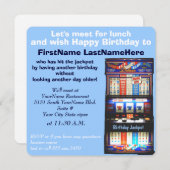 誕生日の昼食会のスロットマシンの大当たり 招待状 (正面/裏面)