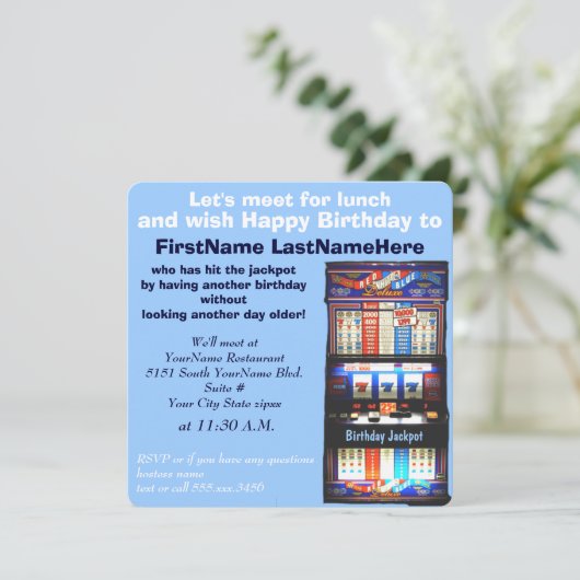 誕生日の昼食会のスロットマシンの大当たり 招待状 (スタンド正面)