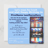 誕生日の昼食会のスロットマシンの大当たり 招待状 (正面)