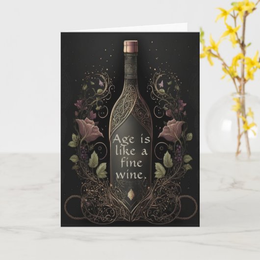 誕生日の時代はワインに似素晴らしている カード (黄色い花)