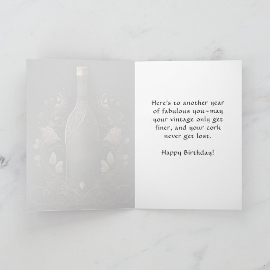誕生日の時代はワインに似素晴らしている カード (内部)