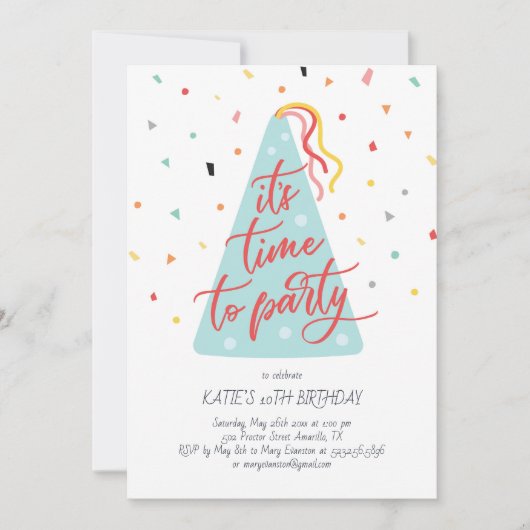 誕生日の時間だパーティー 招待状 (正面)