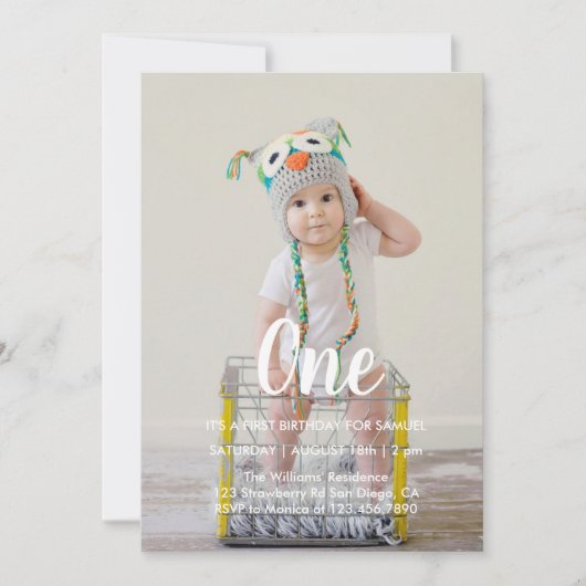 誕生日の最初のカスタム写真 招待状 (正面)