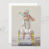 誕生日の最初のカスタム写真 招待状 (正面/裏面)