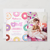 誕生日の最初のドーナツパーティー写真 招待状 (正面)