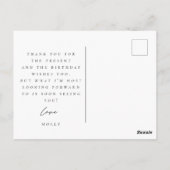 誕生日の最初の写真サンキューカード ポストカード (裏面)