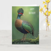 誕生日の枝折り曲げパトリッジ カード (黄色い花)