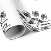 誕生日の格子模様のポープリント（白） ラッピングペーパー (ロールコーナー)