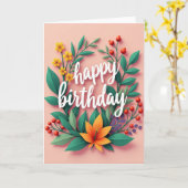 誕生日の植物画カード カード (黄色い花)