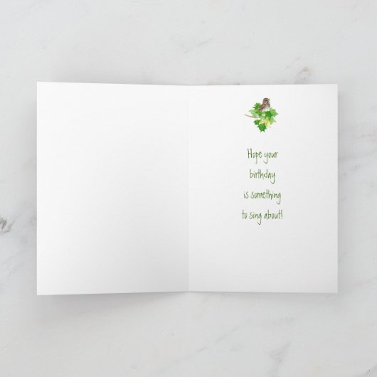 誕生日の母水彩画のウタスズメの自然 カード (内部)